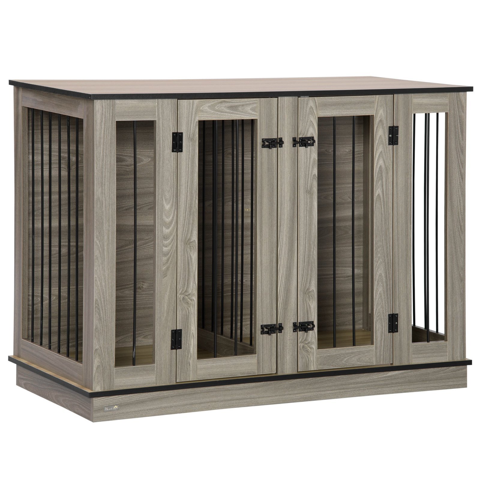 Dog Crate Furniture with Divider Panel, Dog Kennel End Table for Large Dogs, Decorative Pet House with Two Rooms Design, for 2 Small Dogs