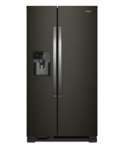 Whirlpool – 33 in. Wide 21 cu. ft. Side-by-Side Refrigerator with LED Interior Lighting – Black Stainless Steel