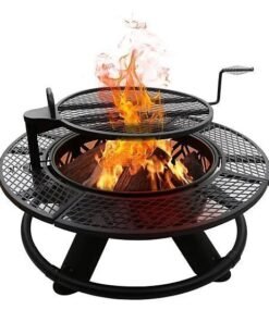 Red Mountain Valley 47 in. Wood-Burning Fire Pit with Adjustable BBQ Grate, Geometric