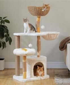 Cloud Cat Tree 123cm Rattan & Flower Platform