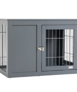 Furniture Style Indoor Dog Crate, End Table Pet Cage Kennel with Double Doors, and Locks, for Small and Medium Dogs, Grey