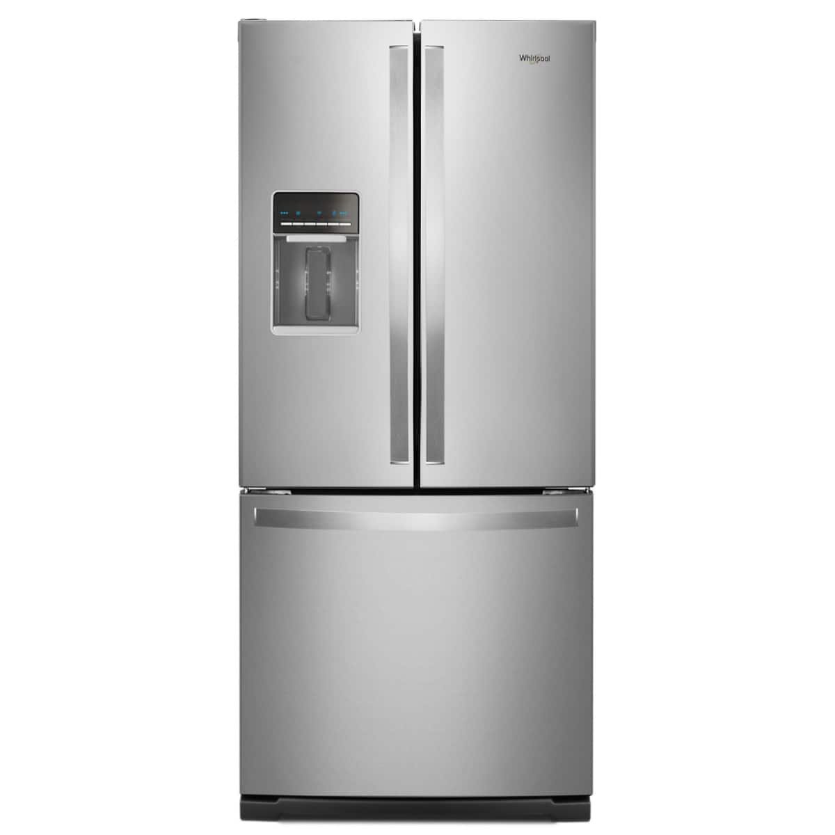 Whirlpool – 30 in. Wide 20 Cu.ft. French Door Refrigerator – Fingerprint Resistant – Stainless Steel