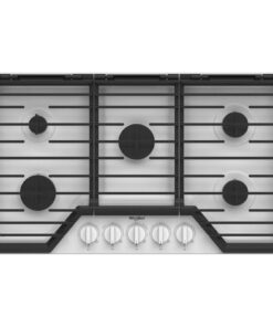 Whirlpool – 36 in. Wide 5 burners Built-In Gas Cooktop with EZ-2-Lift Hinged Cast-Iron Grates – White