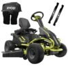 RYOBI 38 in. 100Ah Battery Rear Engine Electric Riding Lawn Mower and Bagging Kit