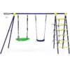 Ultimate 5-In-1 Outdoor Kids Swing Set with Sturdy A-Frame Metal Construction and Secure Ground Stakes