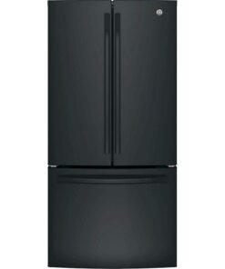 GE – 33 in. Wide 24.7 Cu. Ft. French Door Refrigerator with Internal Water Dispenser – High Gloss Black