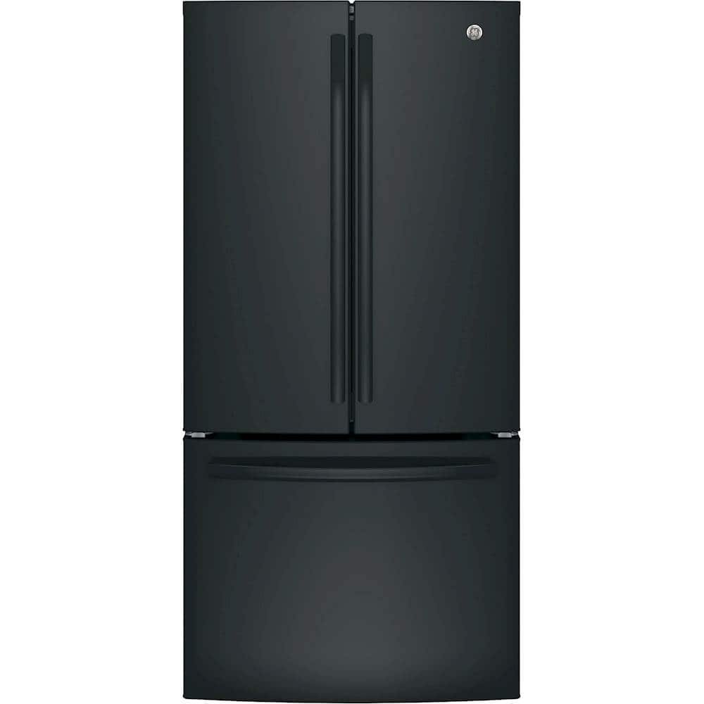 GE – 33 in. Wide 24.7 Cu. Ft. French Door Refrigerator with Internal Water Dispenser – High Gloss Black