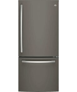 GE – 30 in. Wide 21.0 Cu. Ft. Bottom-Freezer Refrigerator with Sliding Snack Drawer – Slate