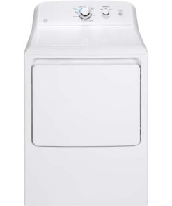 GE – 6.2 Cu. Ft. Gas Dryer with Shallow Depth Flat Back Design – White