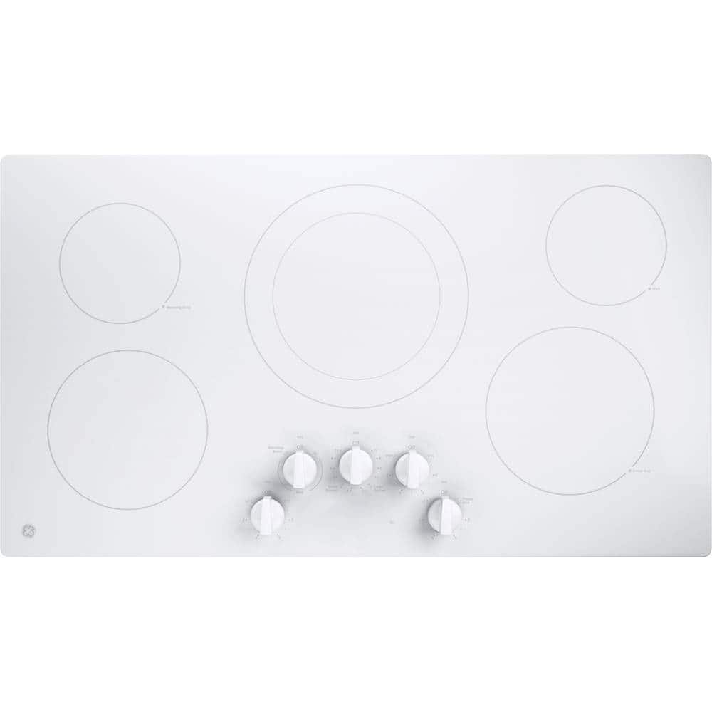 GE – 36 in. Wide 5 Element Built-In Electric Cooktop with Dual-Ring Element – White