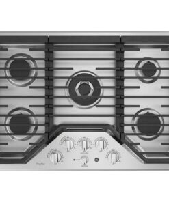 GE Profile – 30 in. Wide 5 Burner Built-In Gas Cooktop with Edge-to-Edge Grates – Stainless Steel
