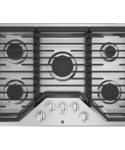 GE – 30 in. Wide 5 Burner Built-In Gas Cooktop with Dishwasher-Safe Grates – Stainless Steel