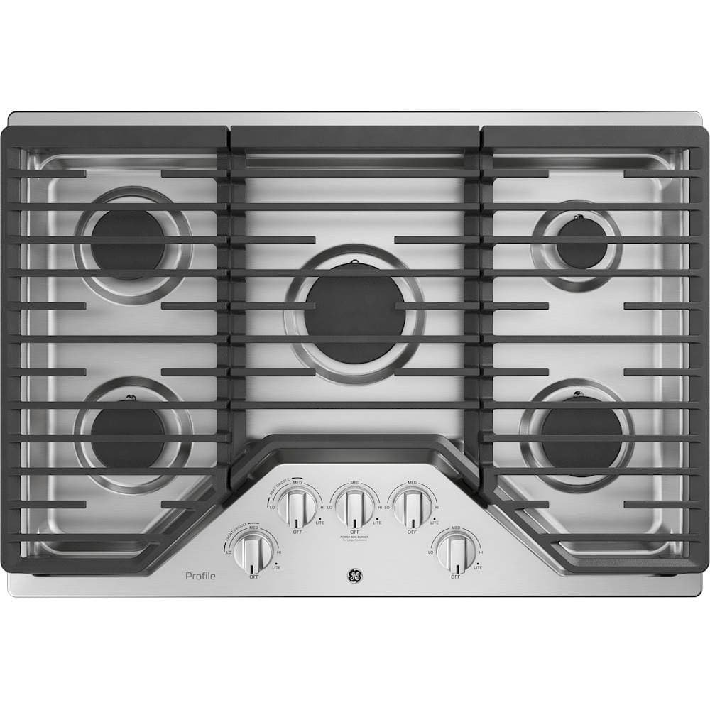 GE Profile – 30 in. Wide 5 Burner Built-In Gas Cooktop with Power Boil – Stainless Steel