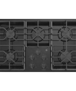 GE – 36 in. Wide 5 Burner Built-In Gas Cooktop with Dishwasher-Safe Grates – Black