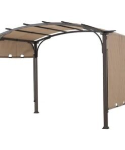 Pergola, Outdoor Steel Arched Pergola with Adjustable Canopy