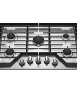 Whirlpool – 30 in. Wide 5 burners Gas Cooktop – Stainless Steel