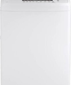 GE – 2.8 Cu. Ft. High-Efficiency Top Load Washer with Electronic LED One Touch Controls – White/Black