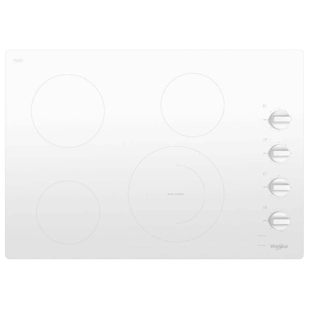 Whirlpool – 30 in. Wide 4 element Built-In Electric Cooktop – White