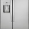 GE – 36 in. Wide 21.8 Cu. Ft. Side-by-Side Counter-Depth Refrigerator with Edge-to-Edge Glass Shelves – Stainless Steel