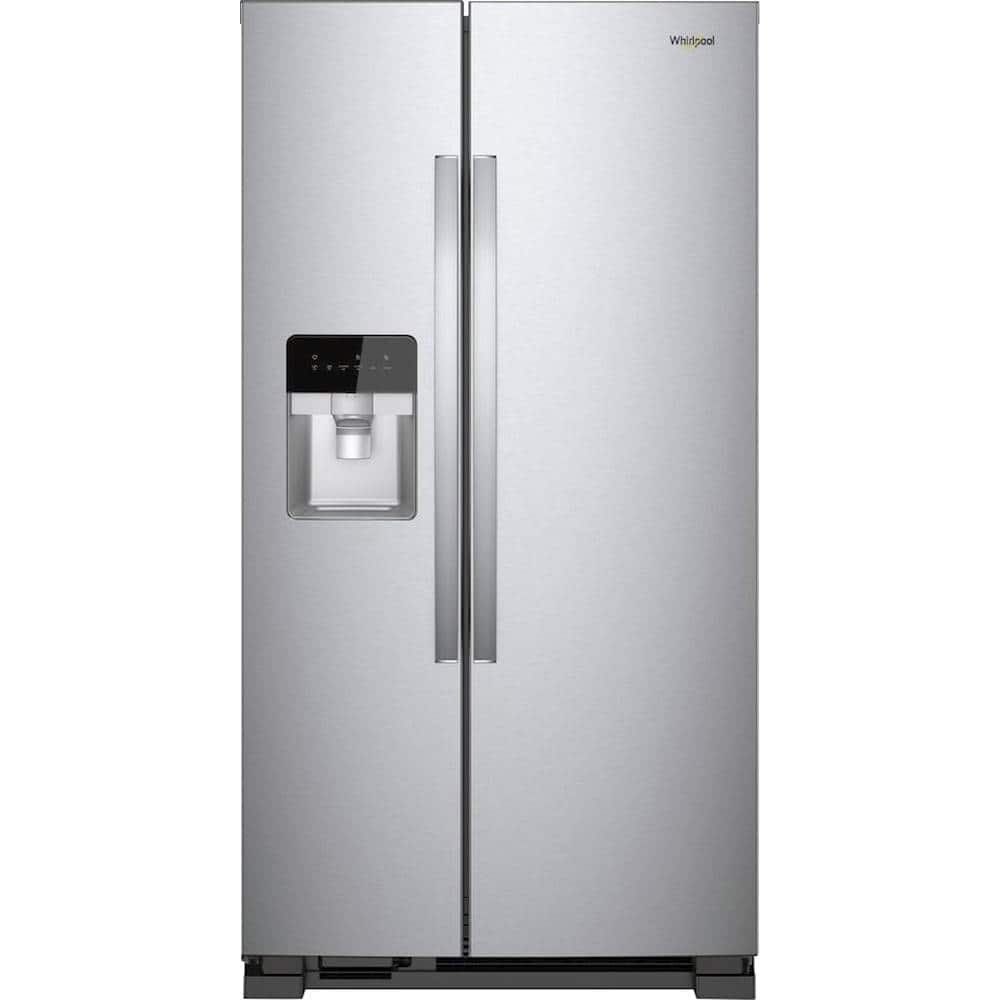 Whirlpool – 33 in. Wide 21.4 cu. ft. Side-by-Side Refrigerator – Monochromatic Stainless Steel