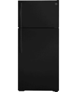 GE – 28 in. Wide 16.6 Cu. Ft. Top-Freezer Refrigerator with Interior LED Lighting – Black
