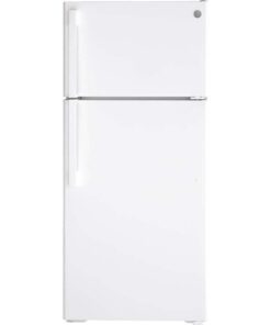 GE – 28 in. Wide 16.6 Cu. Ft. Top-Freezer Refrigerator with Edge-to-Edge Glass Shelves – White