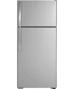 GE – 28 in. Wide 16.6 Cu. Ft. Top-Freezer Refrigerator with Edge-to-Edge Glass Shelves – Stainless Steel