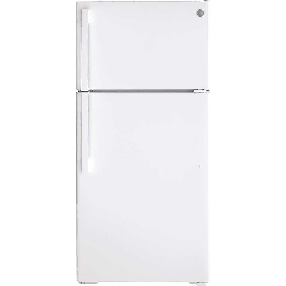 GE – 28 in. Wide 15.6 Cu. Ft. Top-Freezer Refrigerator with LED Interior Lighting – White