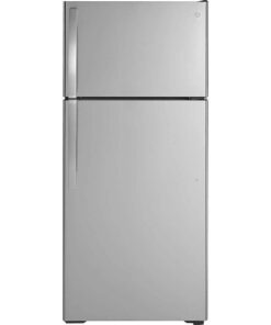 GE – 28 in. Wide 16.6 Cu. Ft. Top-Freezer Refrigerator with Edge-to-Edge Glass Shelves – Stainless Steel