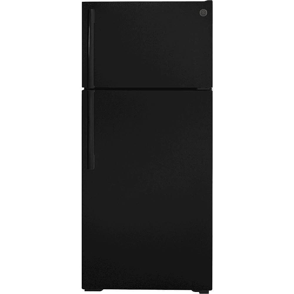 GE – 28 in. Wide 16.6 Cu. Ft. Top-Freezer Refrigerator with Adjustable Wire Shelves – Black