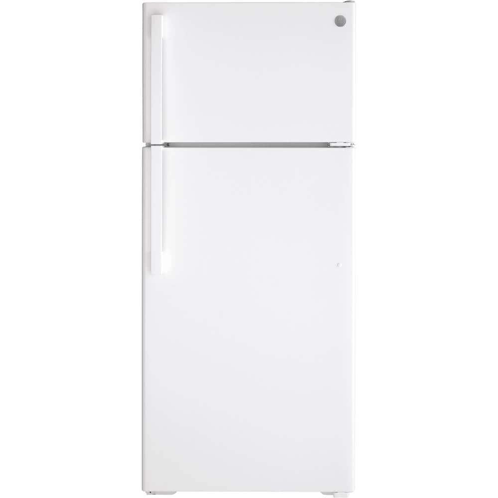 GE – 28 in. Wide 17.5 Cu. Ft. Top-Freezer Refrigerator with Edge-to-Edge Glass Shelves – White