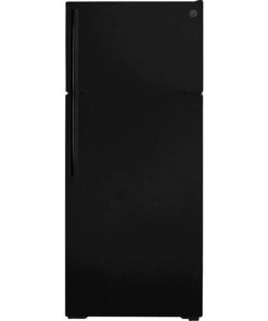 GE – 28 in. Wide 17.5 Cu. Ft. Top-Freezer Refrigerator with Edge-to-Edge Glass Shelves – Black