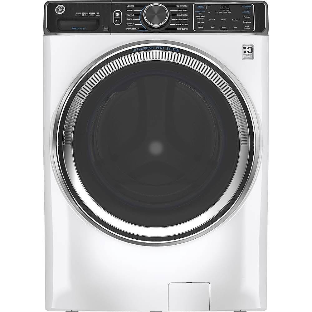 GE – 5.0 Cu Ft High-Efficiency Stackable Smart Front Load Washer w/UltraFresh Vent, Microban Antimicrobial & 1-Step Wash+Dry – White