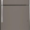 GE – 33 in. Wide 21.9 Cu. Ft. Top-Freezer Refrigerator with Garage Ready Performance – Slate