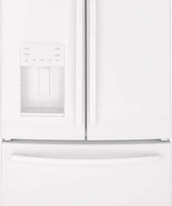 GE – 36 in. Wide 25.6 Cu. Ft. French Door Refrigerator with Space-Saving Ice Maker – High Gloss White