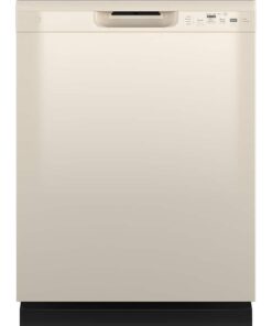 GE – 24″ Front Control Built-In Plastic Tub Dishwasher with Steam + Sanitization and 55 dBA – Bisque