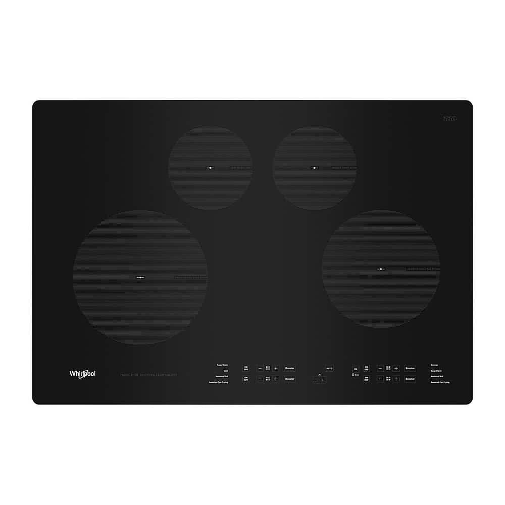 Whirlpool – 30 in. Wide 4 element Built-In Electric Induction Cooktop with Quick Cleanup – Black