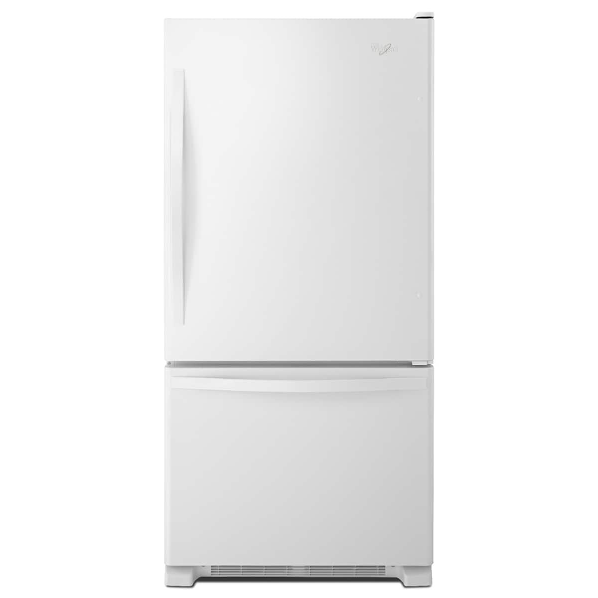 Whirlpool – 33 in. Wide 22 cu. ft. Bottom-Freezer Refrigerator with SpillGuard Glass Shelves – White on White