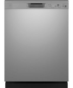 GE – 24″ Front Control Built-In Plastic Tub Dishwasher with Steam + Sanitization and 52 dBA – Stainless Steel
