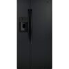 GE – 33 in. Wide 23.2 Cu. Ft. Side-by-Side Refrigerator with External Ice & Water Dispenser – High Gloss Black