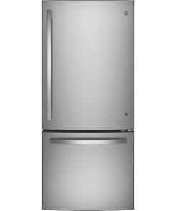 GE – 30 in. Wide 21.0 Cu. Ft. Bottom-Freezer Refrigerator with LED Interior Lighting – Stainless Steel