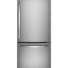 GE – 33 in. Wide 24.8 Cu. Ft. Bottom-Freezer Refrigerator with Sliding Snack Drawer – Stainless Steel