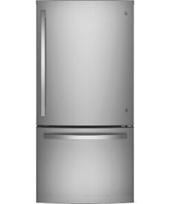 GE – 33 in. Wide 24.8 Cu. Ft. Bottom-Freezer Refrigerator with Sliding Snack Drawer – Stainless Steel