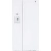 GE – 33 in. Wide 23.2 Cu. Ft. Side-by-Side Refrigerator with External Ice & Water Dispenser – High Gloss White