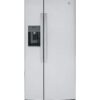 GE – 33 in. Wide 23.2 Cu. Ft. Side-by-Side Refrigerator with External Ice & Water Dispenser – Stainless Steel
