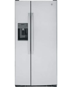 GE – 33 in. Wide 23.2 Cu. Ft. Side-by-Side Refrigerator with External Ice & Water Dispenser – Stainless Steel