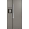 GE – 33 in. Wide 23.0 Cu. Ft. Side-by-Side Refrigerator with External Ice & Water Dispenser – Slate