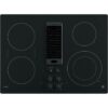 GE Profile – 30 in. Wide 4 Element Built-In Downdraft Electric Cooktop with Power Boil on Dual-Ring Element – Black