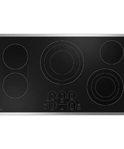 GE Profile – 36 in. Wide 4 Element Electric Built-In Cooktop with Power Boil on Dual-Ring Element – Stainless Steel on Black