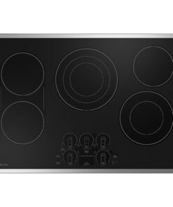 GE Profile – 30 in. Wide 4 Element Electric Built-In Cooktop with Power Boil on Dual-Ring Element – Stainless Steel on Black